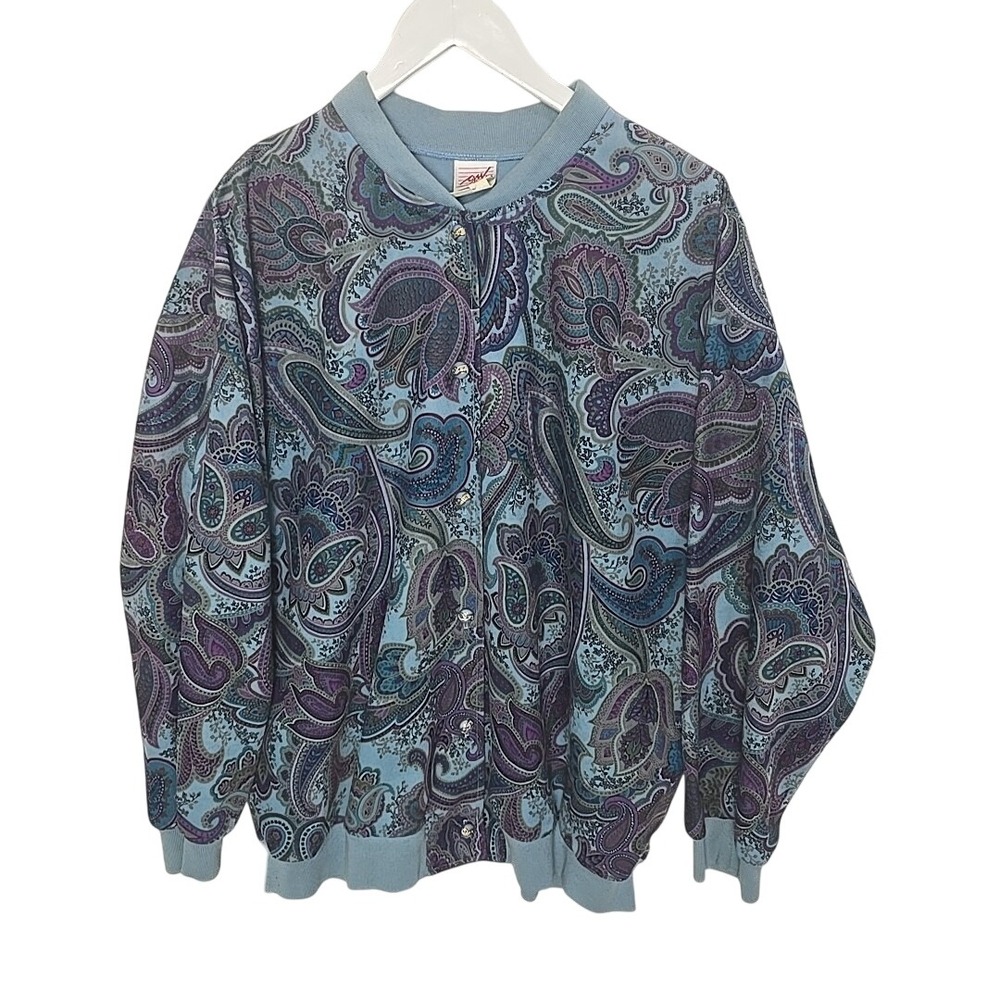 G.W. Division of Graff VTG Bomber Jacket 20 Blue Paisley Grannycore Retro